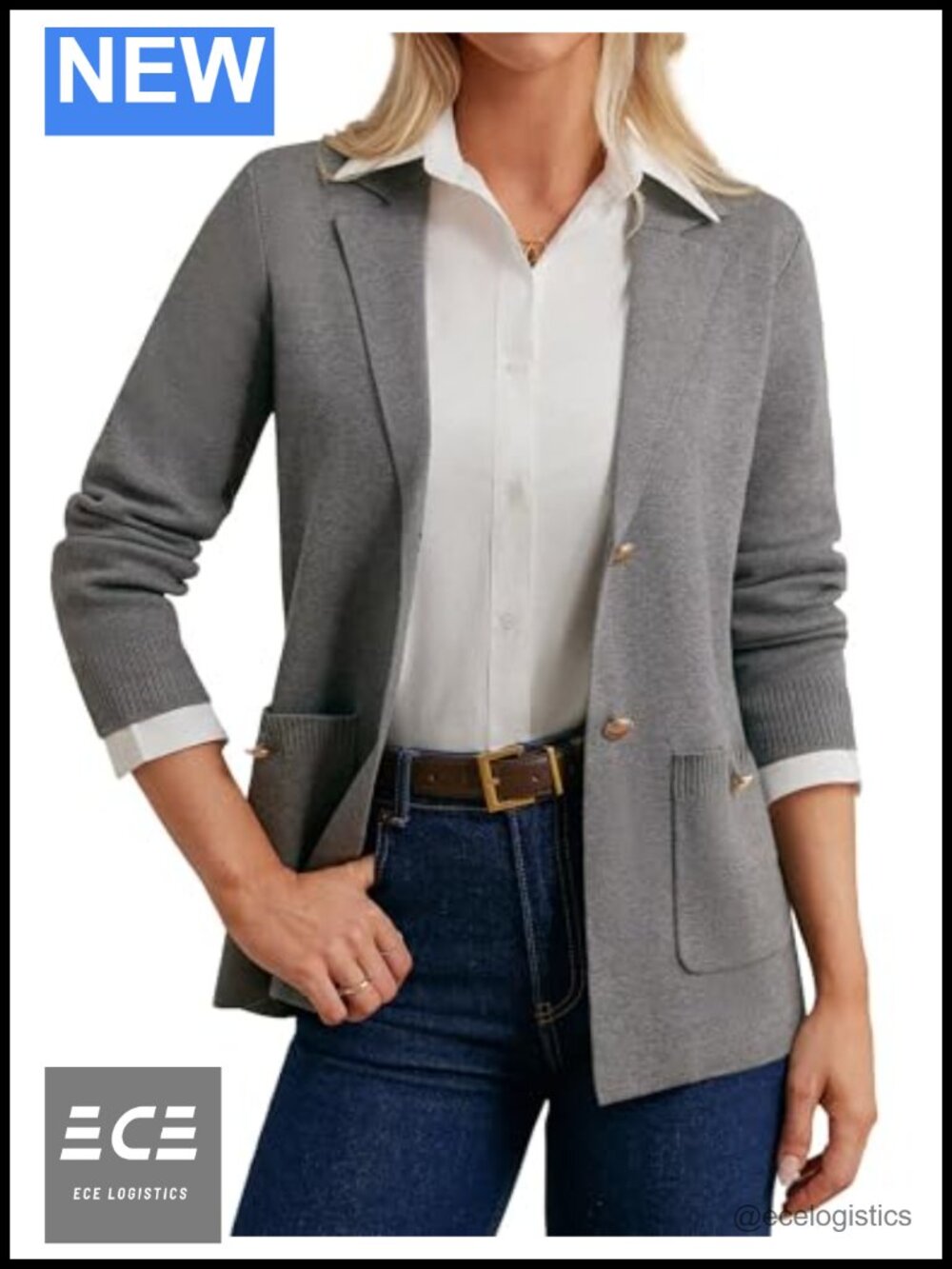 Knit Sweater Blazer Business Casual Long Sleeve Work Cardigan Blazer